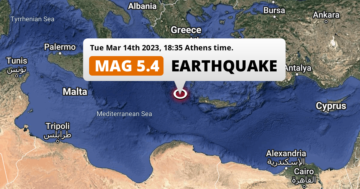 Significant M5 4 Earthquake Hit In The Mediterranean Sea 161km From