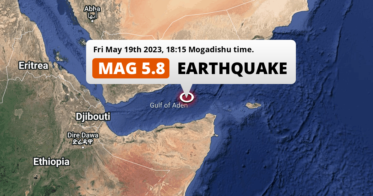 Unusually Powerful M5 8 Earthquake Hit In The Gulf Of Aden 194km From