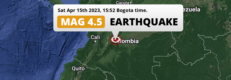 Shallow M4 5 Earthquake struck on Saturday Afternoon 139km from Bogotá