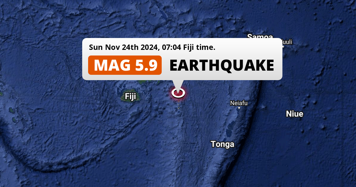 Significant M5.9 Earthquake hit in the South Pacific Ocean 331km from ...