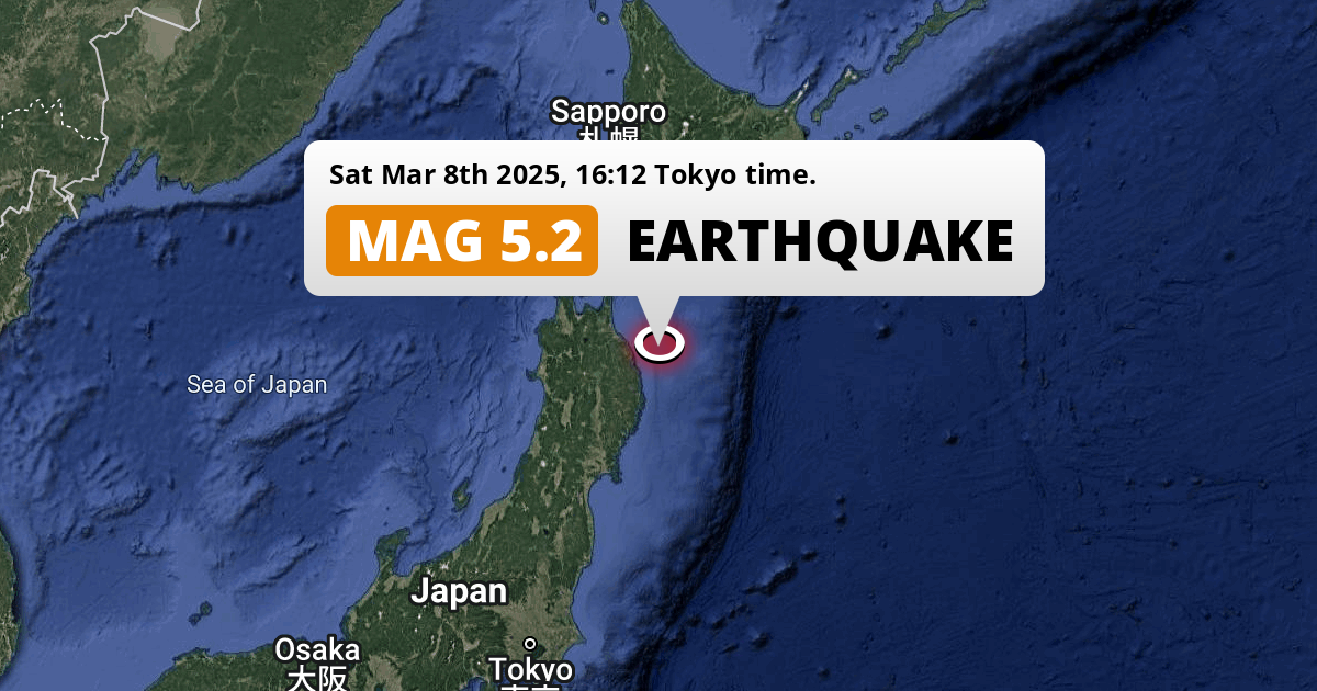 Significant M5.2 Earthquake hit in the North Pacific Ocean near ...