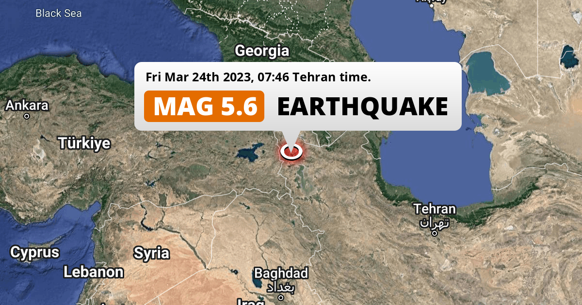 Shallow M5.6 Earthquake hit near Khowy in Iran on Friday Morning.