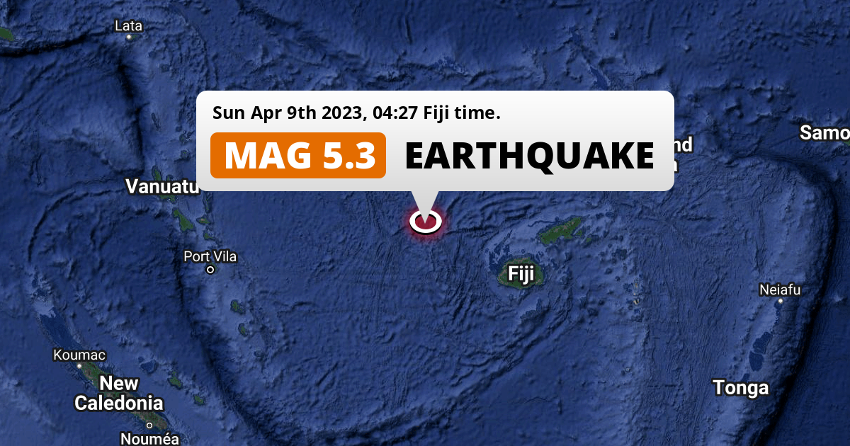 Shallow M5.3 Earthquake struck on Sunday Night in the South Pacific