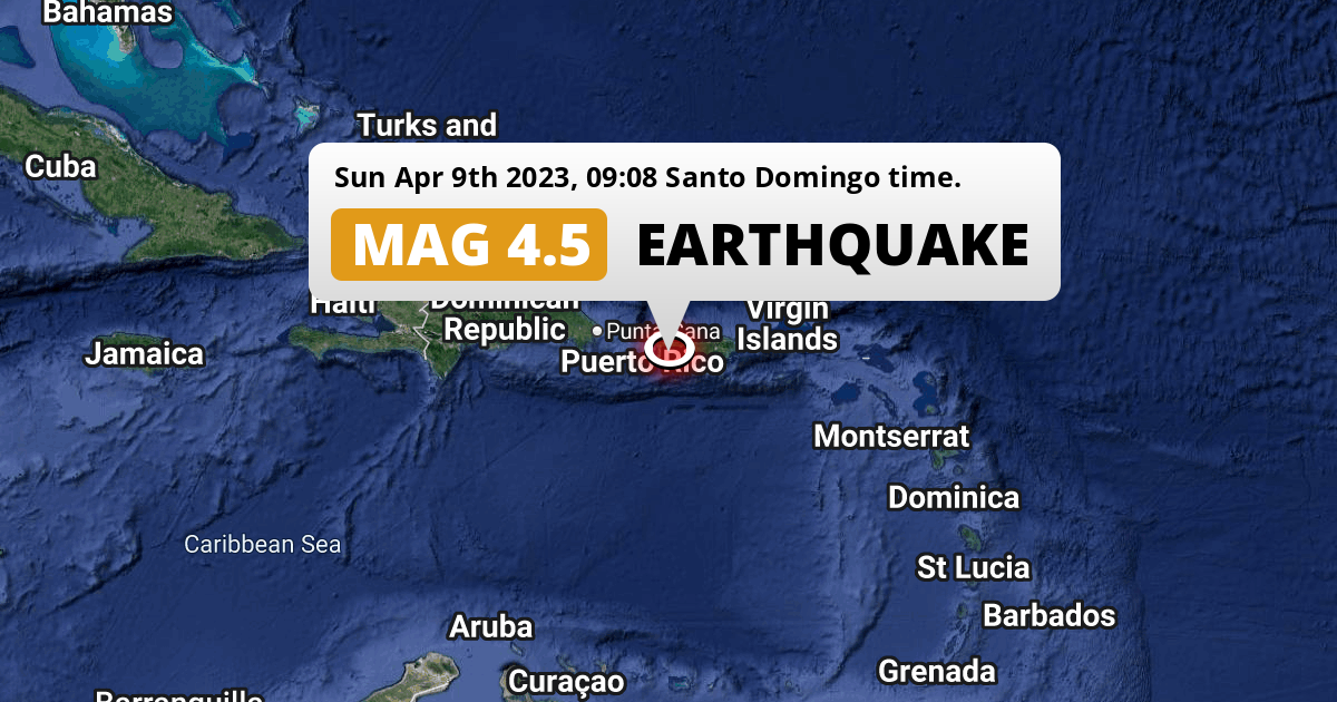 Shallow M4.5 Earthquake struck on Sunday Morning near Ponce in Puerto Rico.