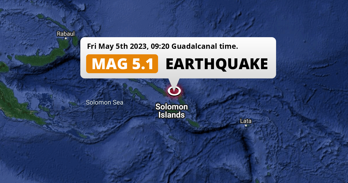 On Friday Morning A Shallow M5 1 Earthquake Struck In The Solomon Sea 124km From Honiara