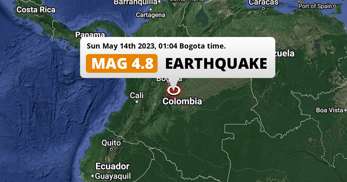 On Sunday Night a Shallow M4.8 Earthquake struck near Villavicencio in