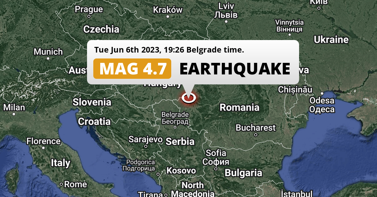 On Tuesday Evening a Shallow M4.7 Earthquake struck near Arad in Romania.