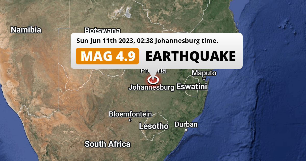 Shallow M4.9 Earthquake hit near Johannesburg in South Africa on Sunday