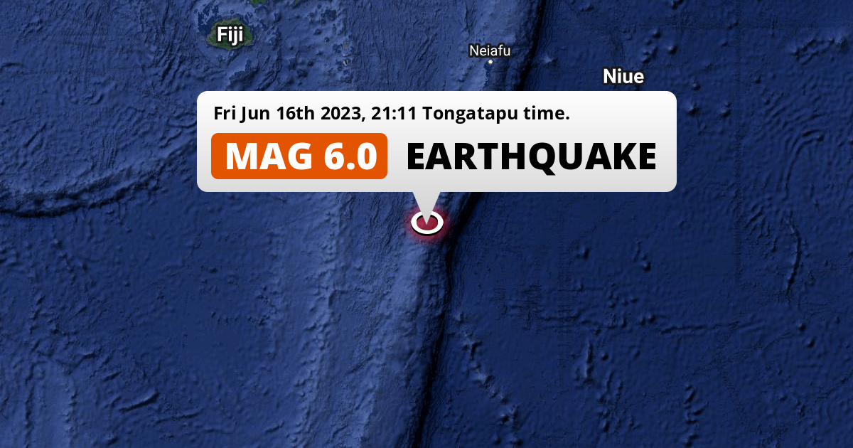 Shallow M6.0 FORESHOCK hit in the South Pacific Ocean 278km from Nuku ...