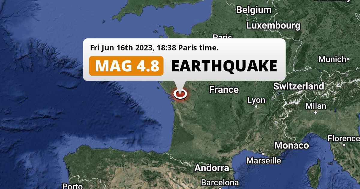 Unusually powerful M4.8 Earthquake hit near Niort in France on Friday