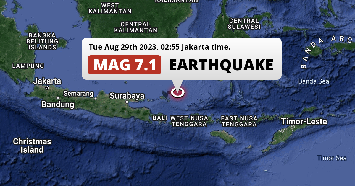 Unusually powerful M7.1 Earthquake hit in the Java Sea 252km from ...