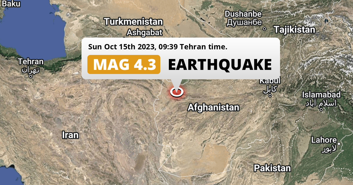 Shallow M4 3 Aftershock Struck On Sunday Morning Near Herāt In Afghanistan