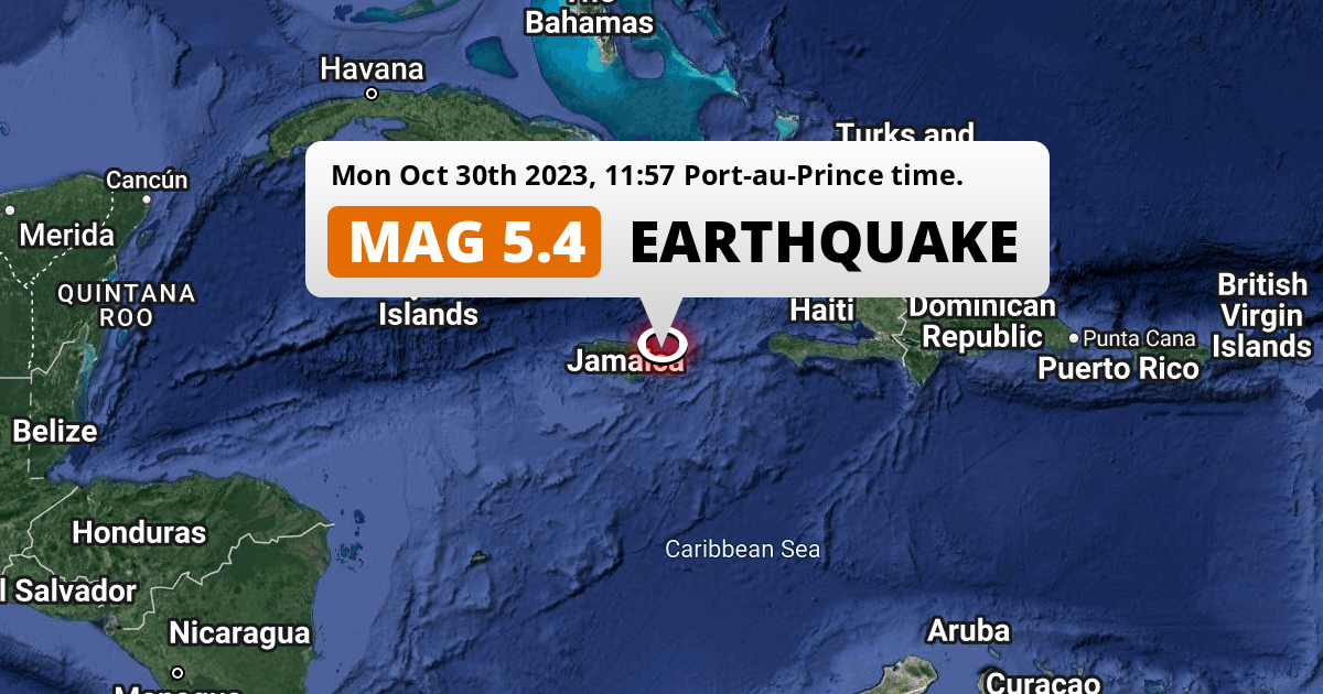 Shallow M5.4 Earthquake struck on Monday Morning near Kingston in Jamaica.