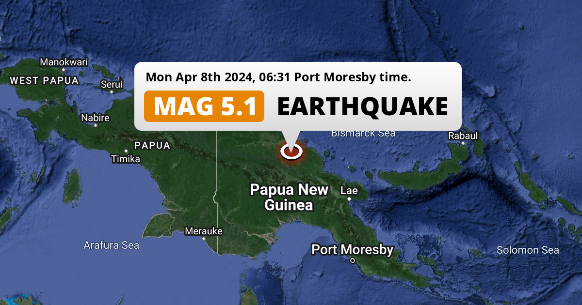 Shallow M5.1 Earthquake struck on Monday Morning 114km from Mount Hagen ...