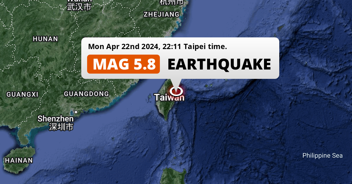 Shallow M5.8 FORESHOCK hit in the Philippine Sea near Hualien City