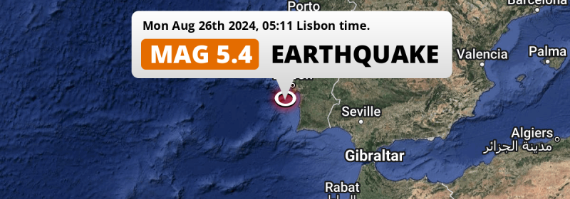 On Monday Night an Unusually powerful M5.4 Earthquake struck in the North Atlantic Ocean near Lisbon (Portugal).