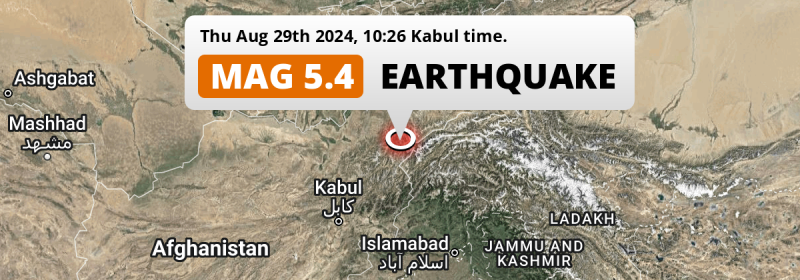 Significant M5.4 Earthquake struck on Thursday Morning near Fayzabad in Afghanistan.