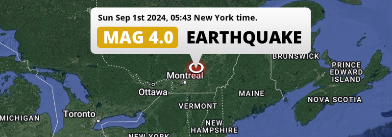 Unusually powerful M3.8 Earthquake hit near Montréal in Canada on Sunday  Night.