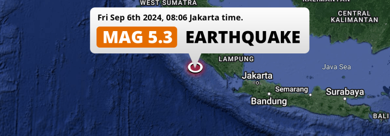 Shallow M5.3 Earthquake hit in the Indian Ocean 184km from Bengkulu (Indonesia) on Friday Morning.