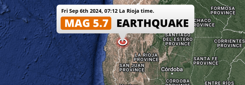 On Friday Morning a Significant M5.7 Earthquake struck 271km from La Rioja in Argentina.