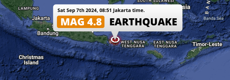 On Saturday Morning an  M4.8 Earthquake struck near Denpasar in Indonesia.