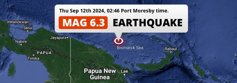 Shallow M6.3 Earthquake hit in the Bismarck Sea 226km from Madang (Papua New Guinea) on Thursday Night.