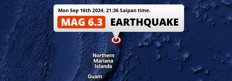 Strong M6.3 Earthquake struck on Monday Evening in the North Pacific Ocean 266km from Saipan (Northern Mariana Islands).