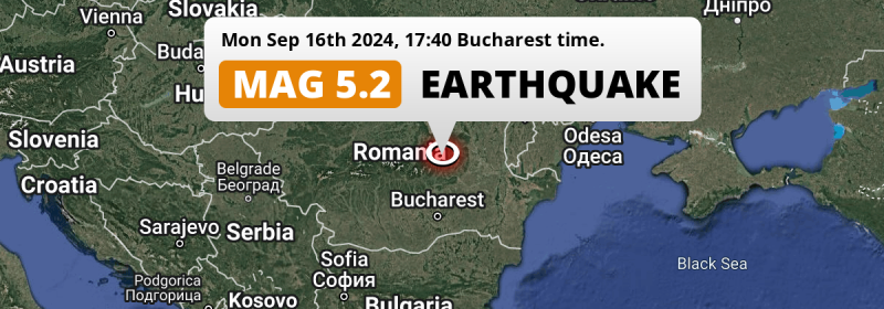 Significant M5.2 Earthquake struck on Monday Afternoon near Braşov in Romania.