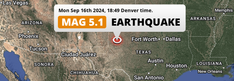 On Monday Evening a Shallow M5.1 Earthquake struck near Midland in The United States.