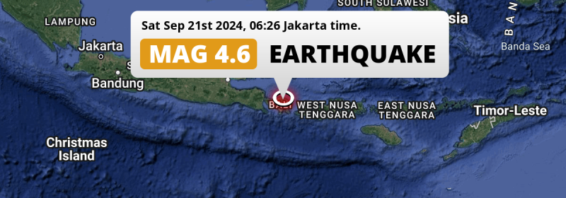 On Saturday Morning a Shallow M4.6 Earthquake struck near Denpasar in Indonesia.