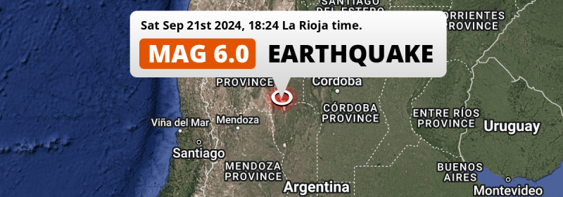 On Saturday Evening a Strong M6.0 Earthquake struck 170km from San Juan in Argentina.