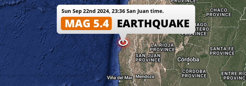 On Sunday Evening a Significant M5.4 Earthquake struck near La Serena in Chile.