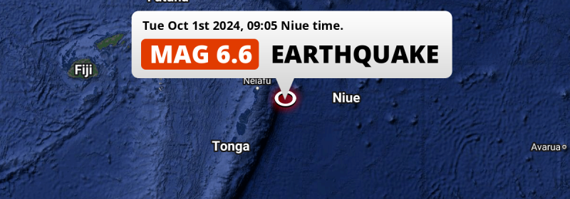 On Wednesday Morning a Shallow M6.6 Earthquake struck in the South Pacific Ocean 318km from Nuku‘alofa (Tonga).