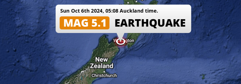 On Sunday Night a Significant M5.1 Earthquake struck in the Tasman Sea near Wellington (New Zealand).