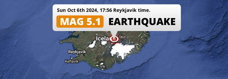 Shallow M5.1 Earthquake hit near Akureyri in Iceland on Sunday Afternoon.