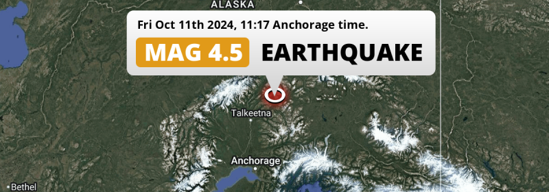  M4.5 Earthquake hit 111mi from Anchorage in The United States on Friday Morning.