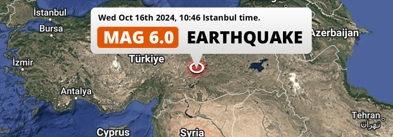 Shallow M6.0 Earthquake struck on Wednesday Morning near Malatya in Türkiye.