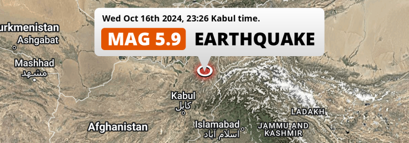 Significant M5.9 Earthquake hit near Fayzabad in Afghanistan on Wednesday Evening.