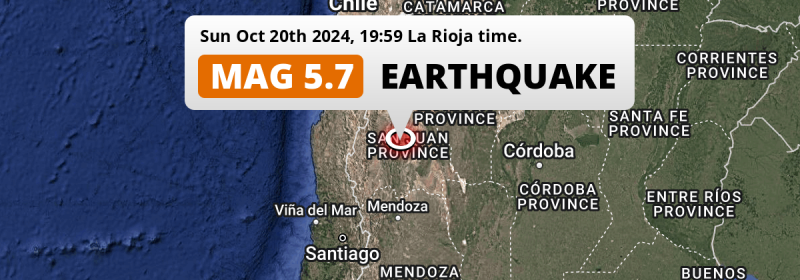 On Sunday Evening a Significant M5.7 Earthquake struck near San Juan in Argentina.