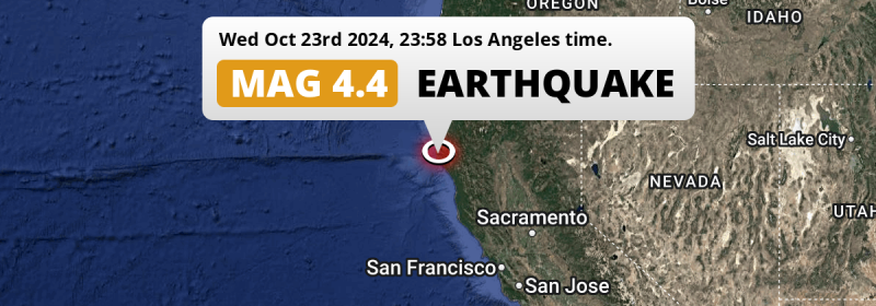 On Wednesday Evening a Shallow M4.4 Earthquake struck near Eureka in The United States.