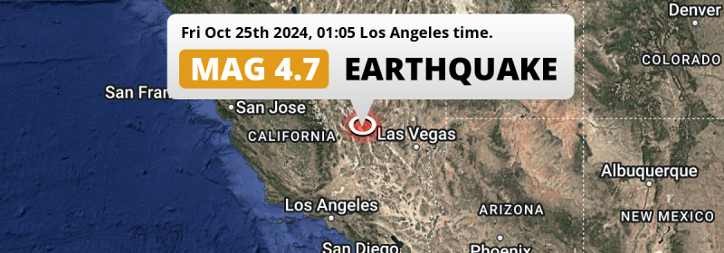 Shallow M4.7 Earthquake hit 113mi from Las Vegas in The United States on Friday Night.