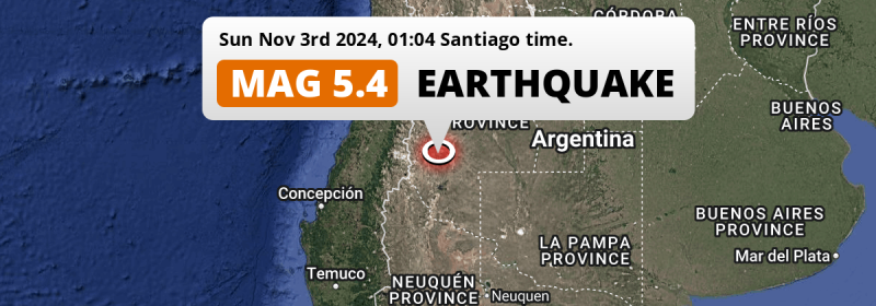 On Sunday Night a Significant M5.4 Earthquake struck 162km from San Rafael in Argentina.