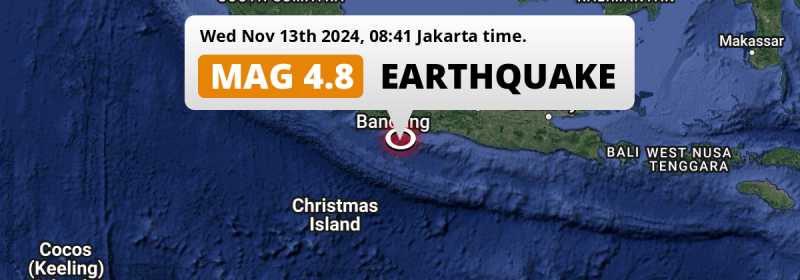  M4.9 Earthquake hit in the Indian Ocean 149km from Bandung (Indonesia) on Wednesday Morning.