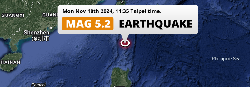 Shallow M5.2 Earthquake hit 98mi from The Philippines on Monday Morning.