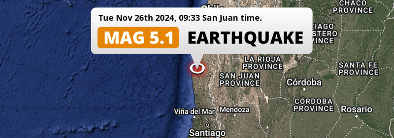 Significant M5.1 Earthquake struck on Tuesday Morning near Ovalle in Chile.