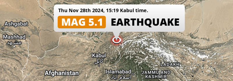 Significant M5.1 Earthquake struck on Thursday Afternoon near Fayzabad in Afghanistan.