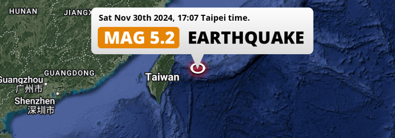 On Saturday Evening a Shallow M5.2 Earthquake struck in the Philippine Sea near Ishigaki (Japan).