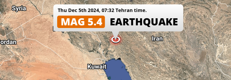 Shallow M5.4 Earthquake hit near Masjed Soleymān in Iran on Thursday Morning.