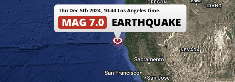 On Thursday Morning an Unusually powerful M7.0 Earthquake struck in the North Pacific Ocean near Eureka (The United States).