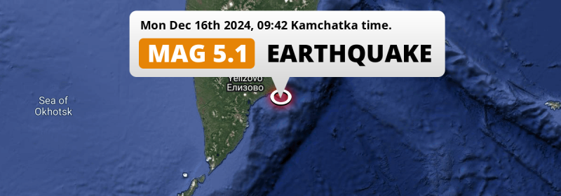 Significant M5.1 Earthquake hit in the North Pacific Ocean near Petropavlovsk-Kamchatsky (Russia) on Monday Morning.